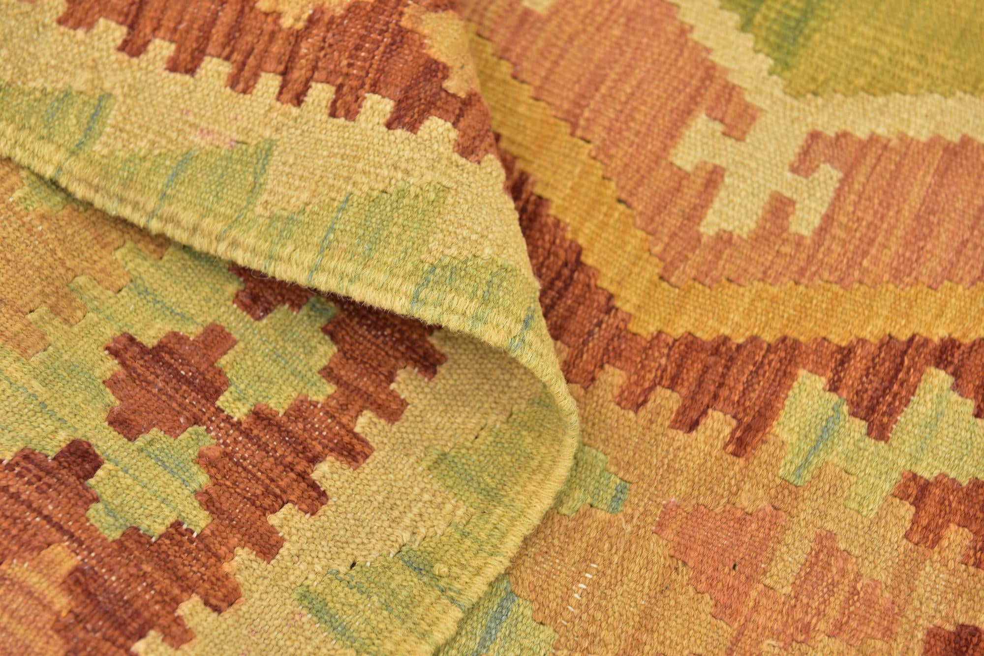 3' x 4' 10 Hand Woven Kilim Waziri Wool Rug
