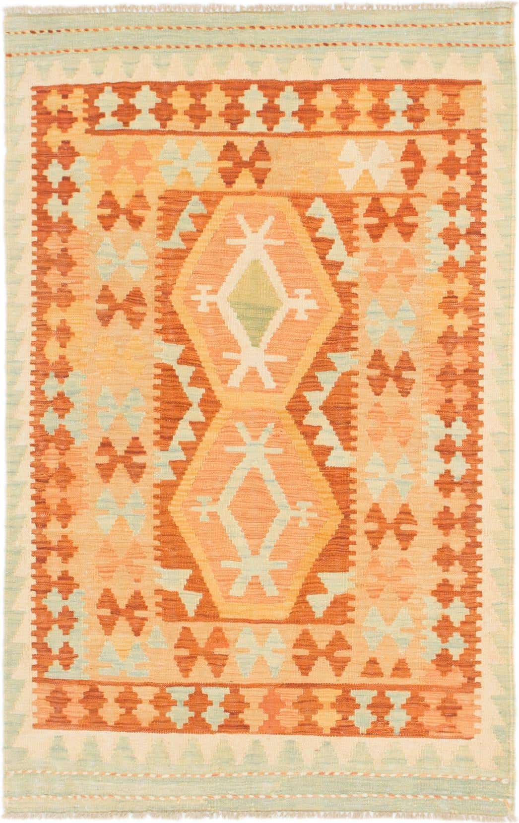 3' x 4' 10 Hand Woven Kilim Waziri Wool Rug