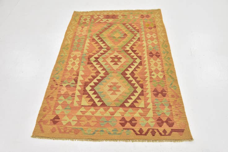 Detail image of 3' 3 x 5' Hand Woven Kilim Waziri Wool Rug