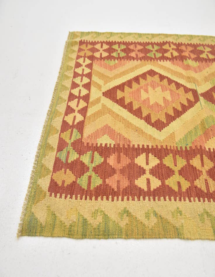 Detail image of 3' 2 x 5'  Hand Woven Kilim Waziri Wool Rug