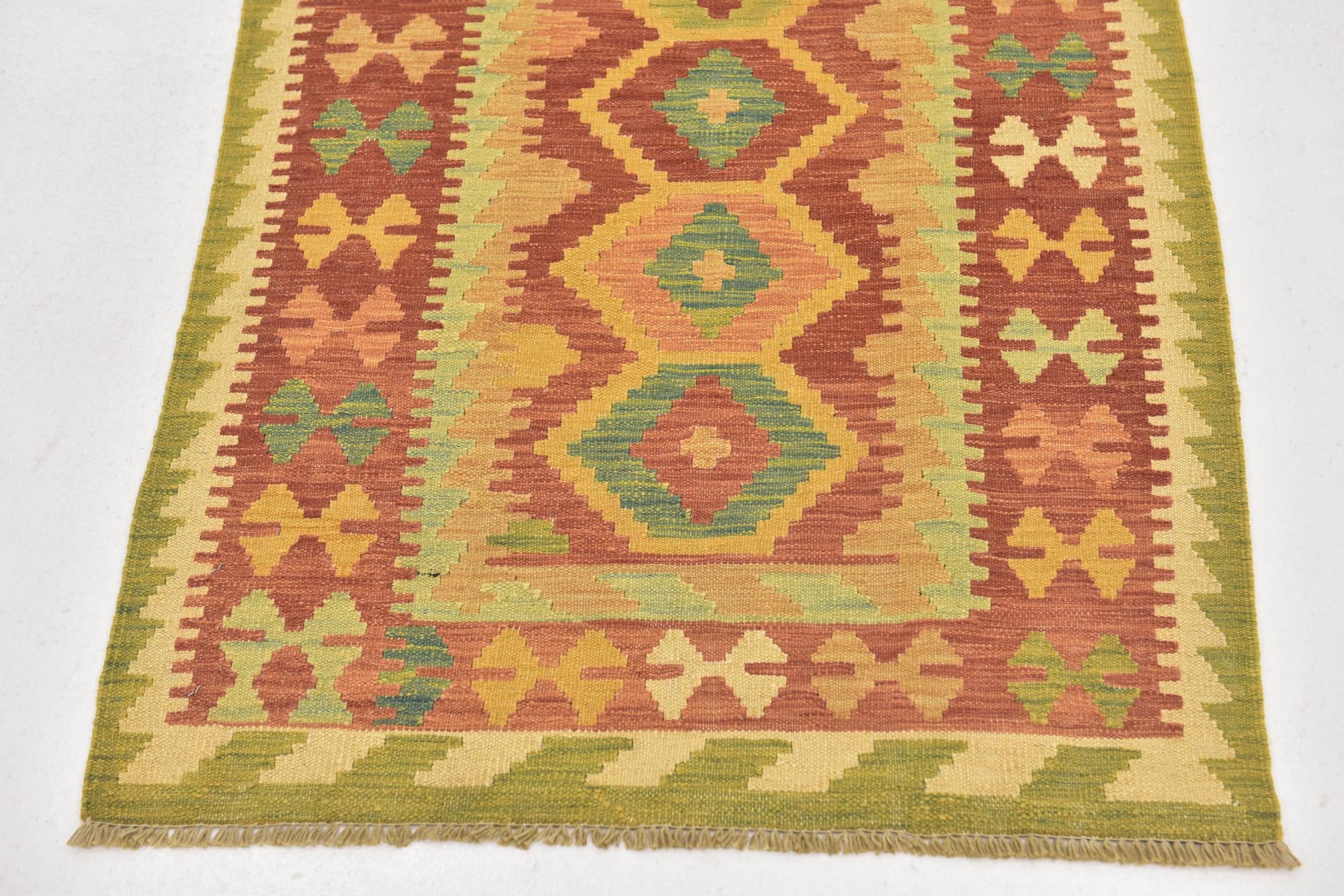 2' 8 x 4' 5 Hand Woven Kilim Waziri Wool Rug