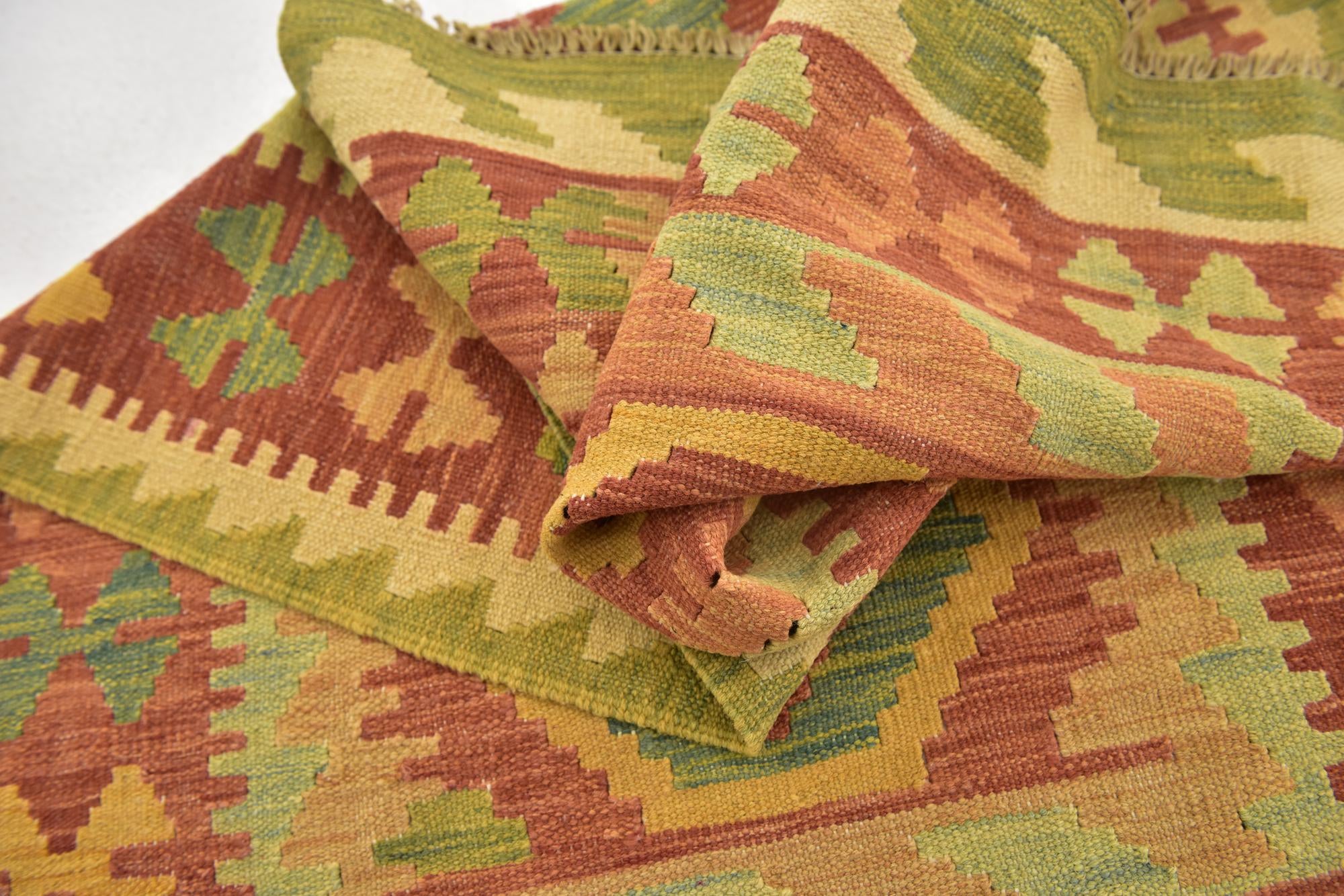 2' 8 x 4' 5 Hand Woven Kilim Waziri Wool Rug