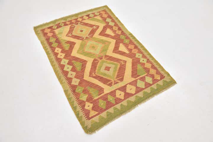 2' 10 x 4' 2 Hand Woven Kilim Waziri Wool Rug
