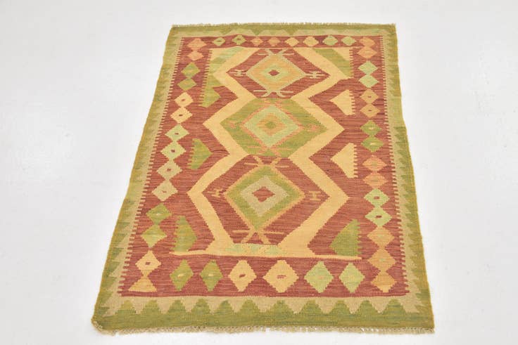 Detail image of 2' 10 x 4' 2 Hand Woven Kilim Waziri Wool Rug