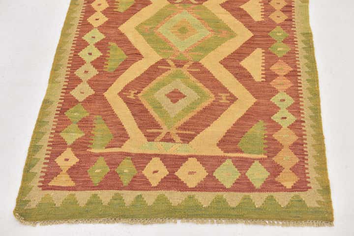 2' 10 x 4' 2 Hand Woven Kilim Waziri Wool Rug