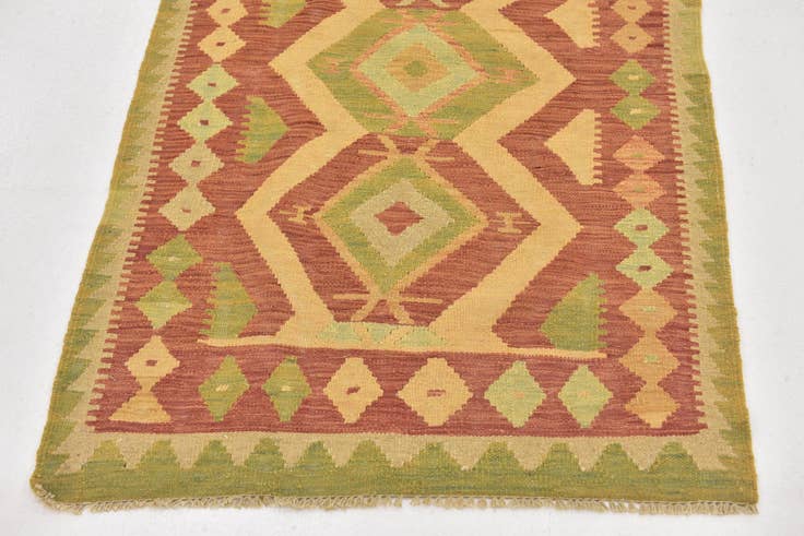 Detail image of 2' 10 x 4' 2 Hand Woven Kilim Waziri Wool Rug