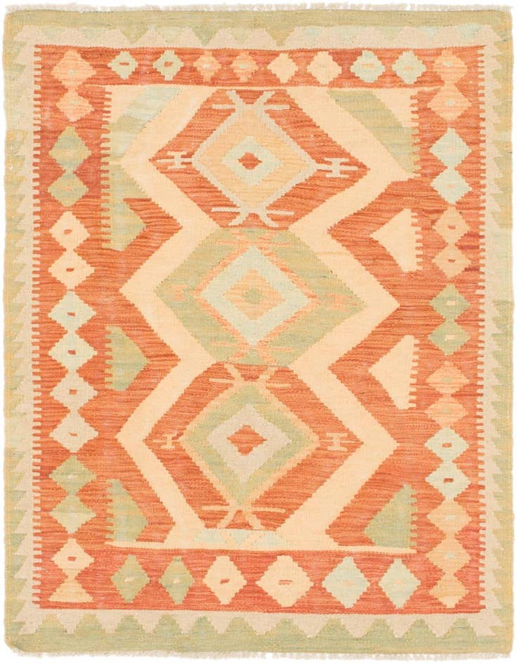 Detail image of 2' 10 x 4' 2 Hand Woven Kilim Waziri Wool Rug