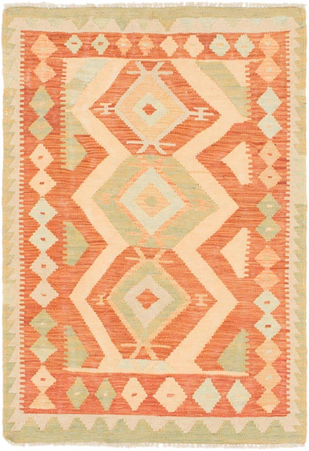 2' 10 x 4' 2 Hand Woven Kilim Waziri Wool Rug