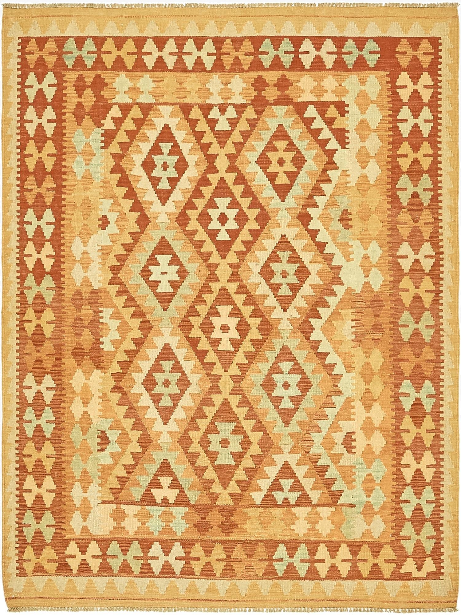 4' 10 x 6' 4  Hand Woven Kilim Waziri Wool Rug