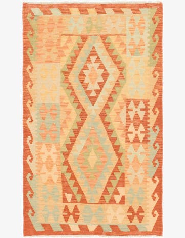 2' 8 x 4' 4 Hand Woven Kilim Waziri Wool Rug