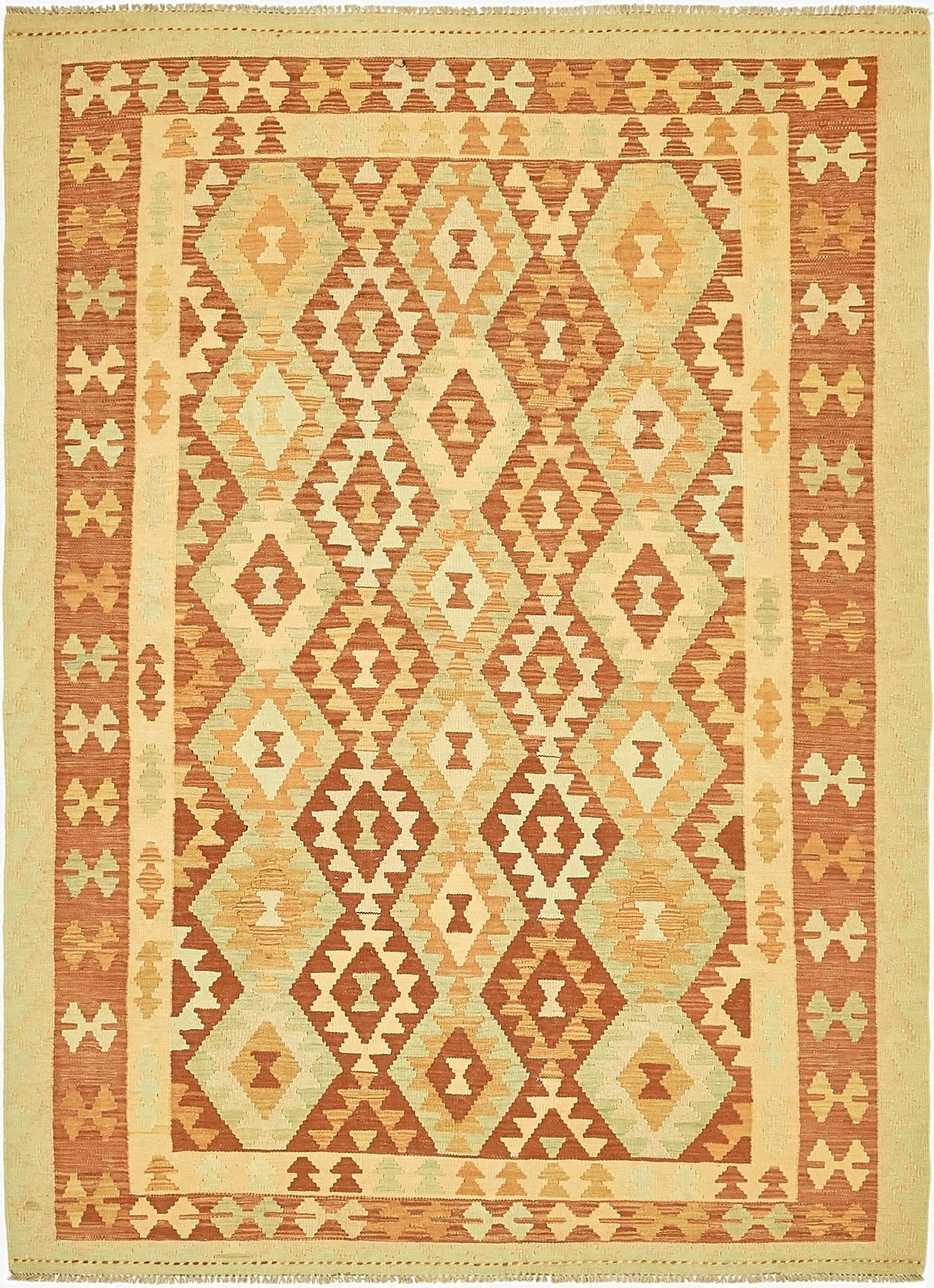 4' 9 x 6' 6  Hand Woven Kilim Waziri Wool Rug