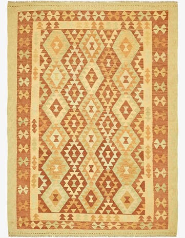 4' 9 x 6' 6 Hand Woven Kilim Waziri Wool Rug