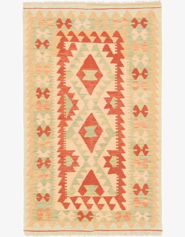 2' 7 x 4' 4 Hand Woven Kilim Waziri Wool Rug