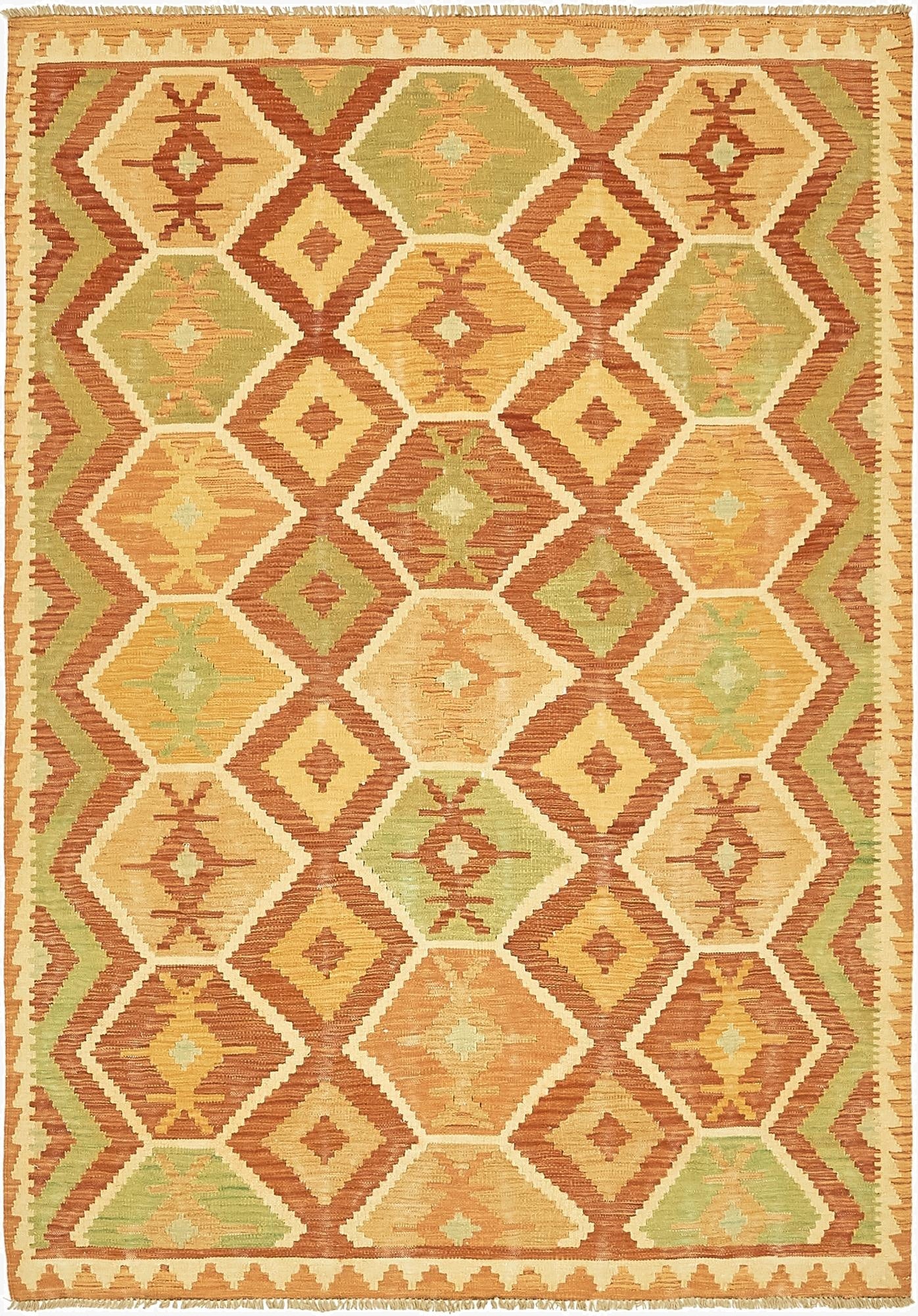 4' 7 x 6' 8  Hand Woven Kilim Waziri Wool Rug