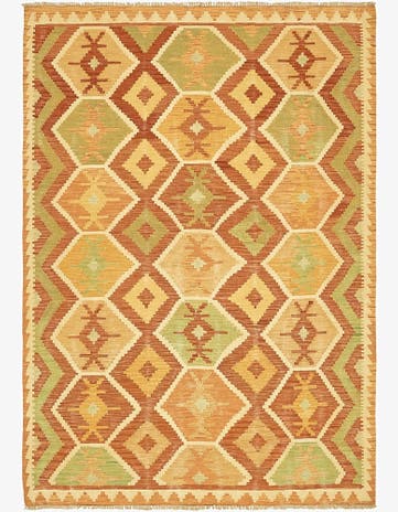 4' 7 x 6' 8 Hand Woven Kilim Waziri Wool Rug