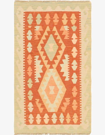 2' 6 x 4' 2 Hand Woven Kilim Waziri Wool Rug