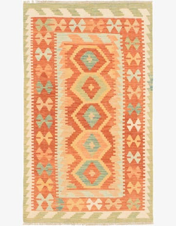 2' 8 x 4' 5 Hand Woven Kilim Waziri Wool Rug