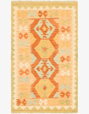 2' 6 x 4' 5 Hand Woven Kilim Waziri Wool Rug