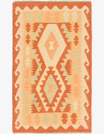 2' 7 x 4' 2 Hand Woven Kilim Waziri Wool Rug