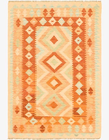 3' 4 x 5' Hand Woven Kilim Waziri Wool Rug