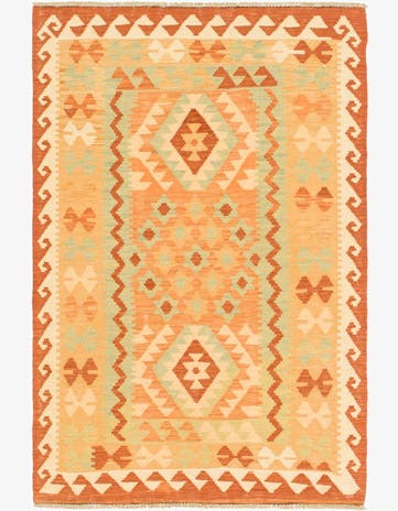 3' x 4' 6 Hand Woven Kilim Waziri Wool Rug
