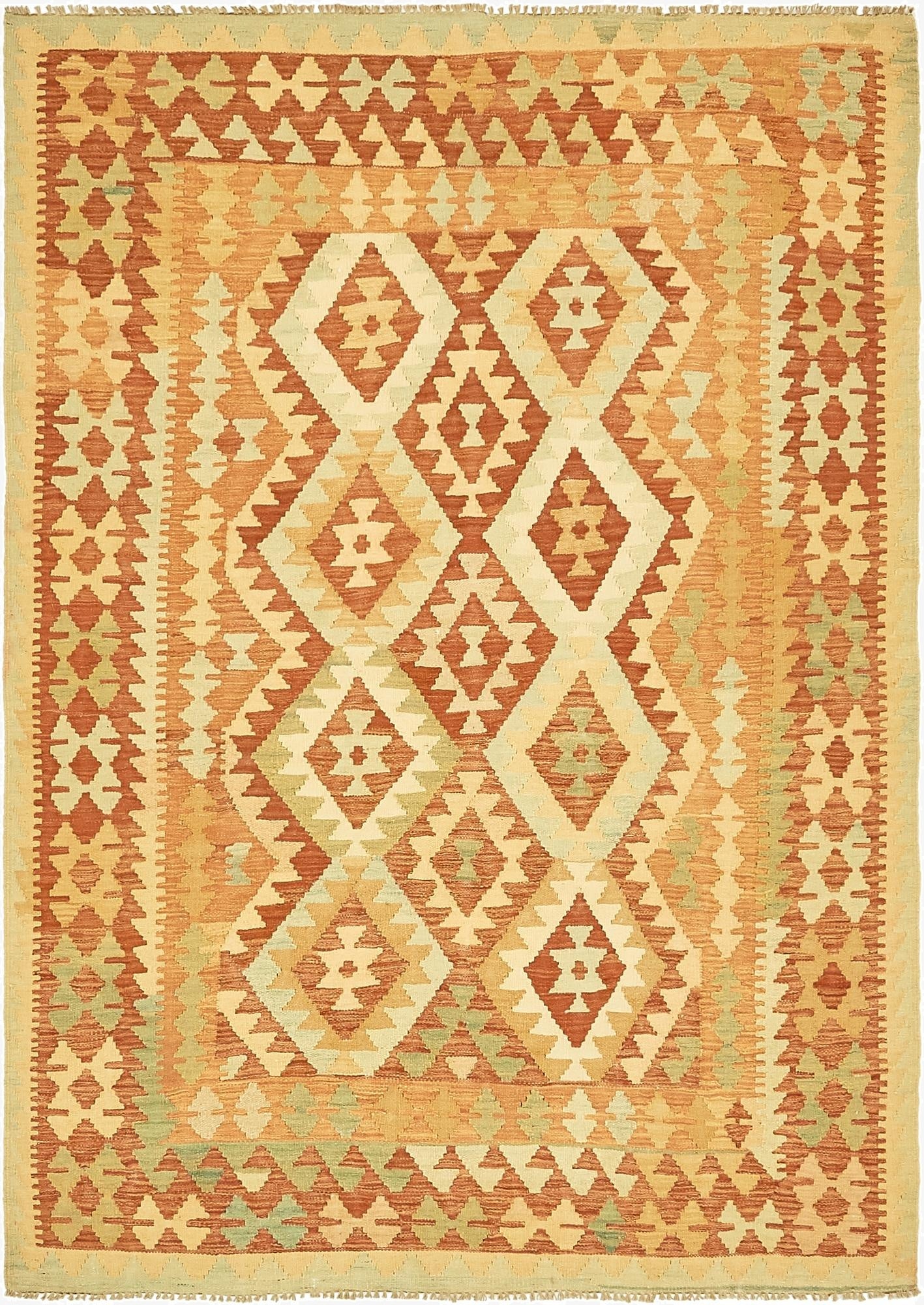 4' 9 x 6' 10  Hand Woven Kilim Waziri Wool Rug