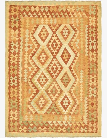 4' 9 x 6' 10 Hand Woven Kilim Waziri Wool Rug