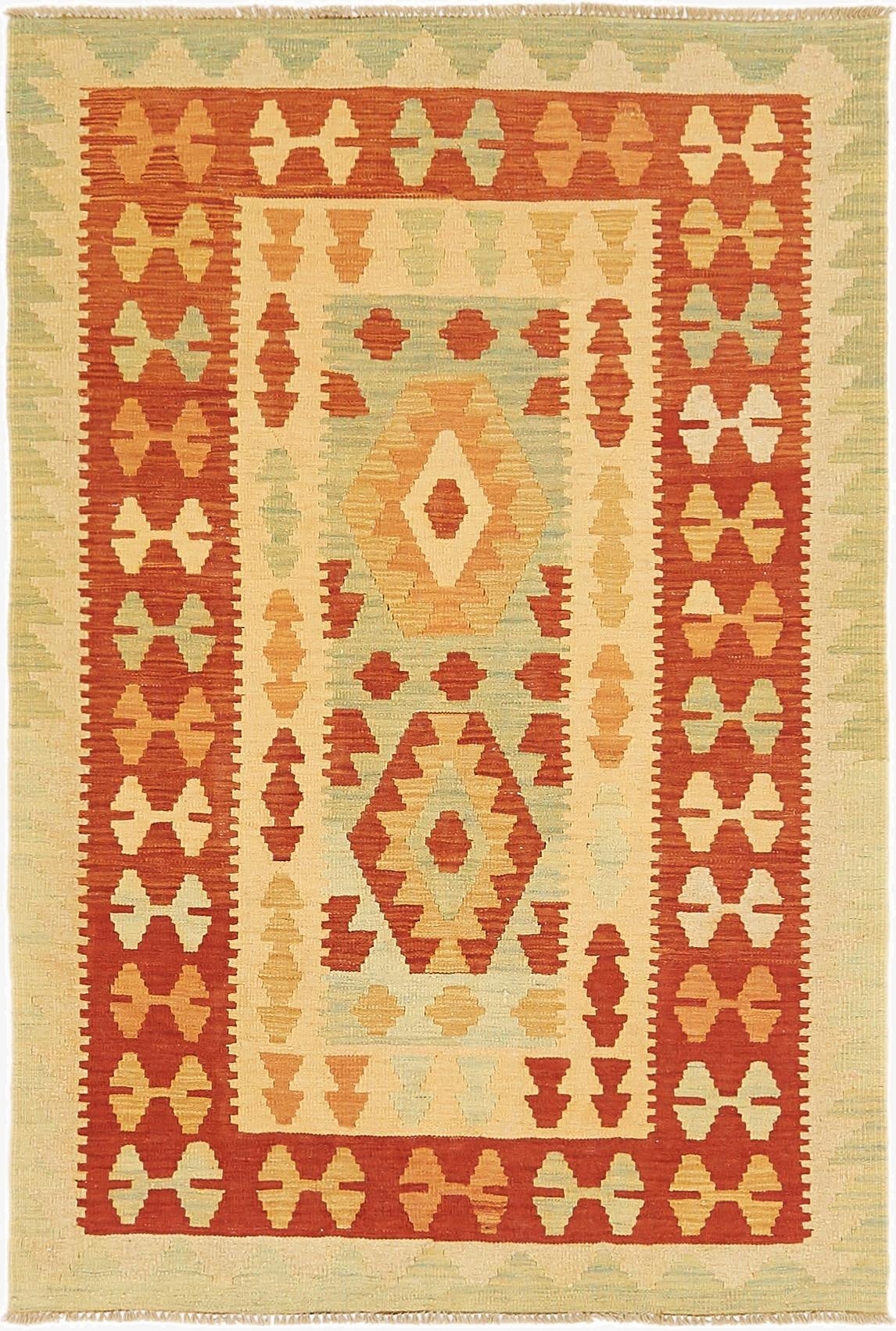 3' 4 x 5'  Hand Woven Kilim Waziri Wool Rug