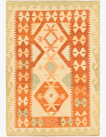 3' 3 x 4' 10 Hand Woven Kilim Waziri Wool Rug