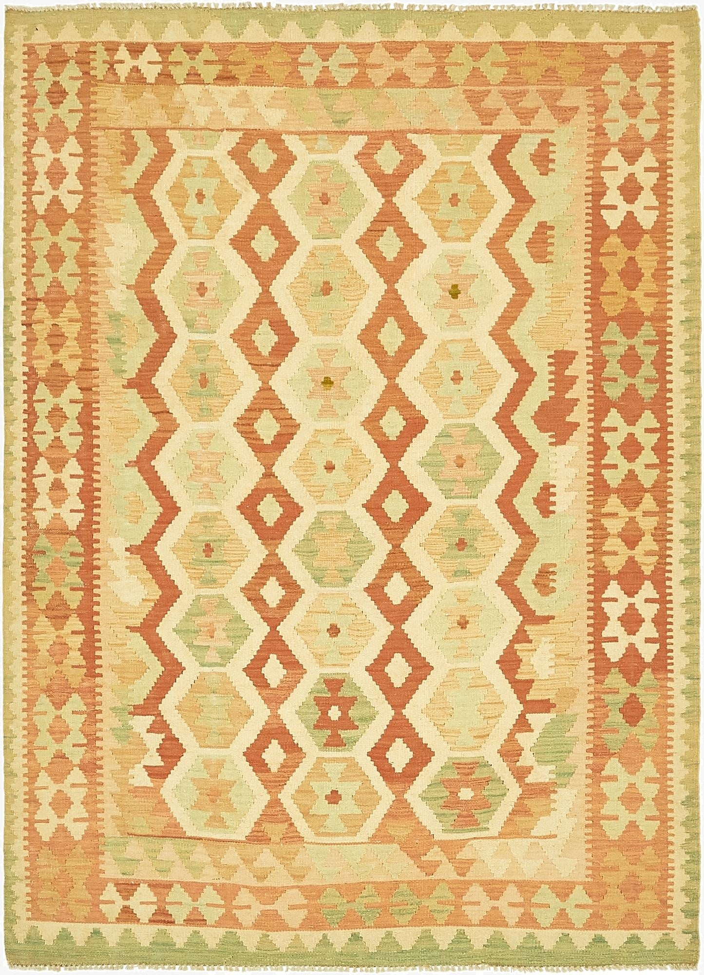 4' 8 x 6' 7  Hand Woven Kilim Waziri Wool Rug