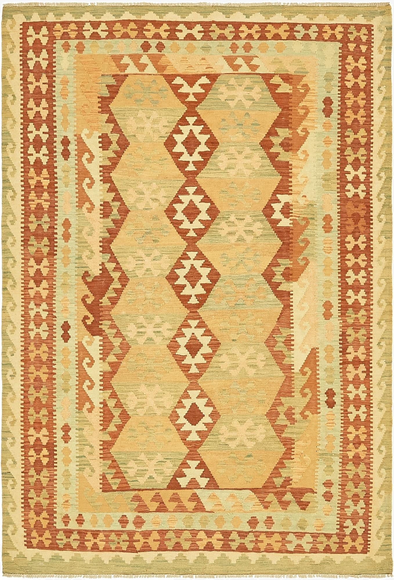 4' 8 x 6' 10  Hand Woven Kilim Waziri Wool Rug