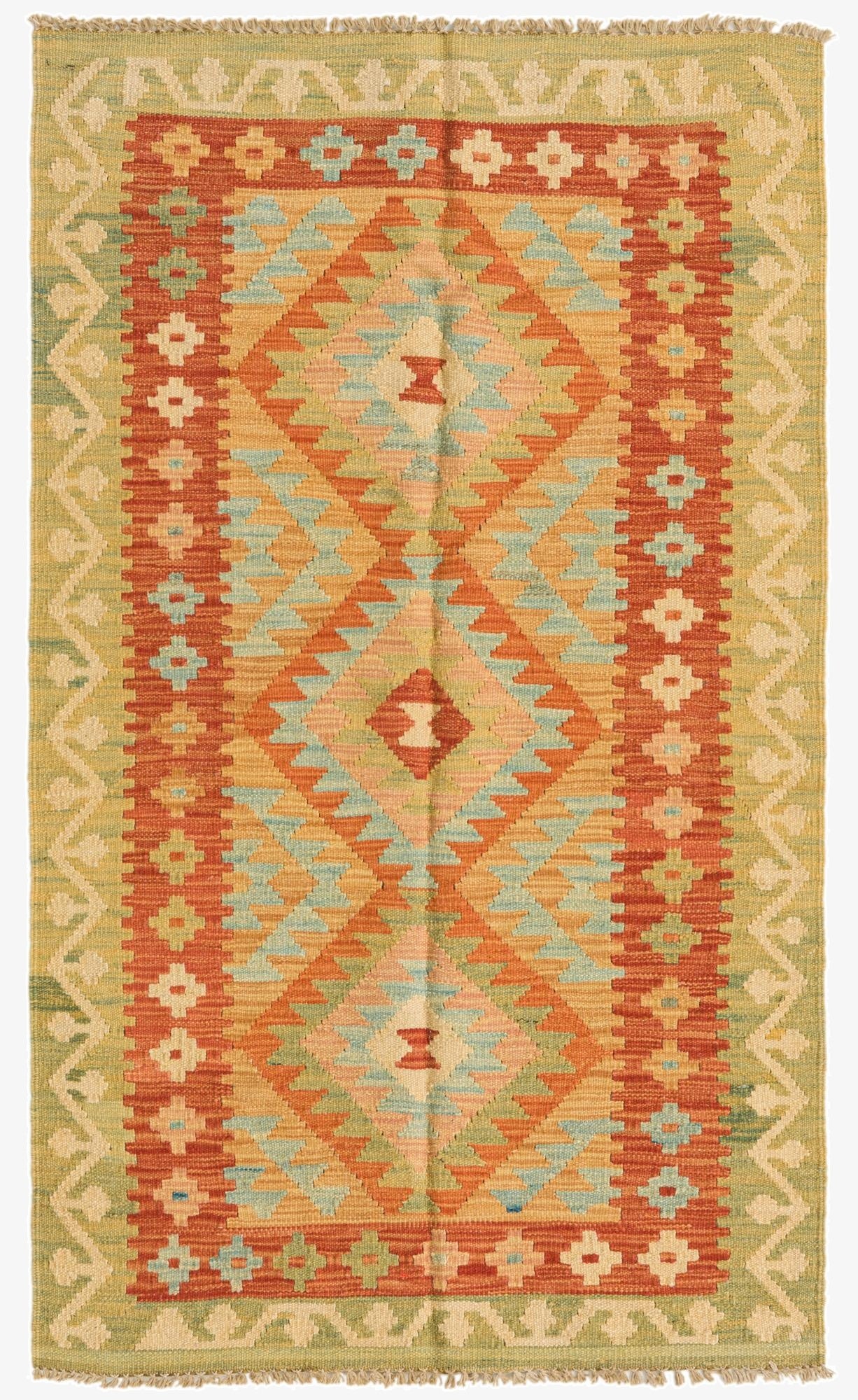 2' 6 x 4' 2  Hand Woven Kilim Waziri Wool Rug
