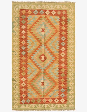 2' 6 x 4' 2 Hand Woven Kilim Waziri Wool Rug