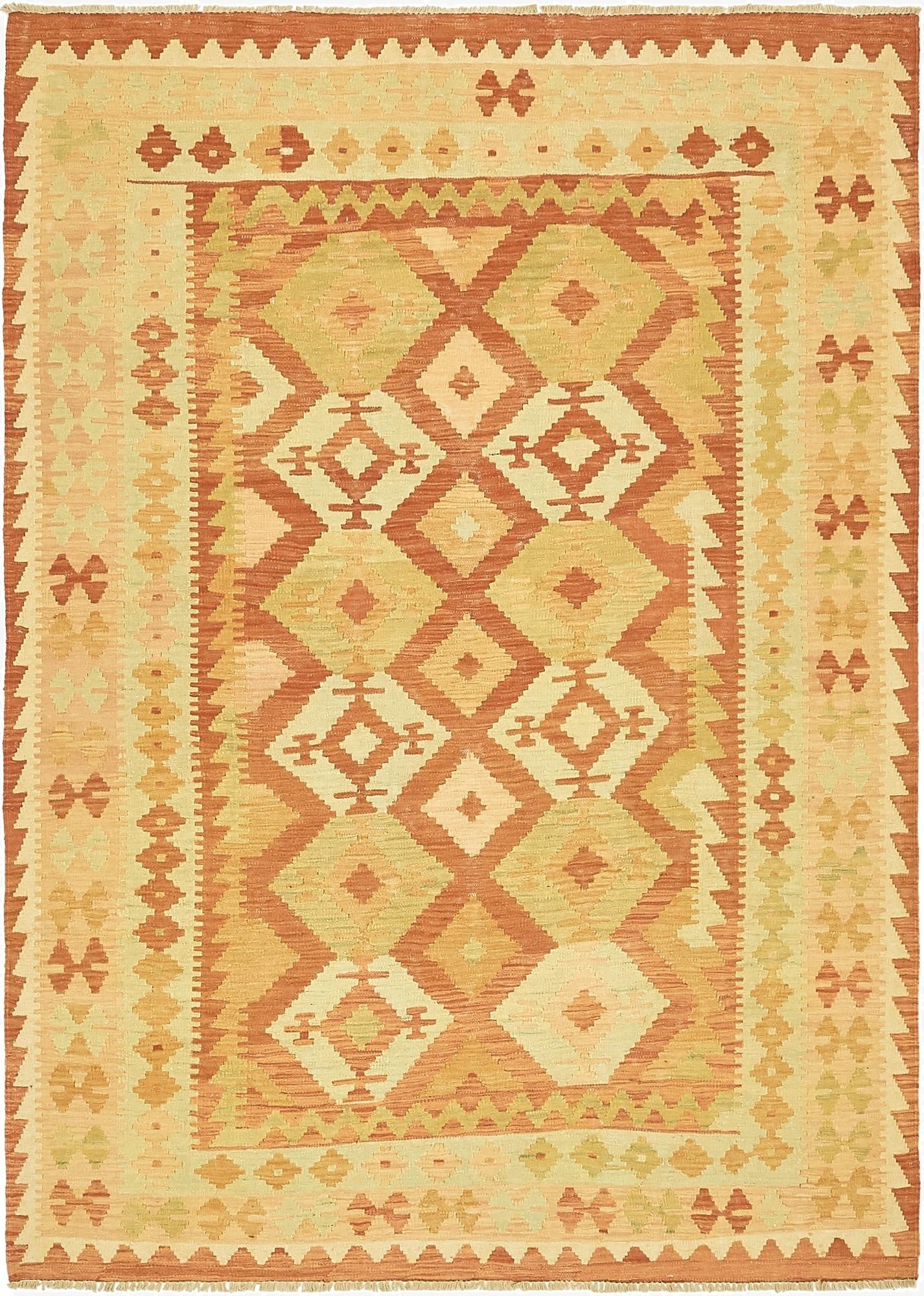 4' 8 x 6' 8  Hand Woven Kilim Waziri Wool Rug