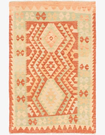 3' x 4' 9 Hand Woven Kilim Waziri Wool Rug