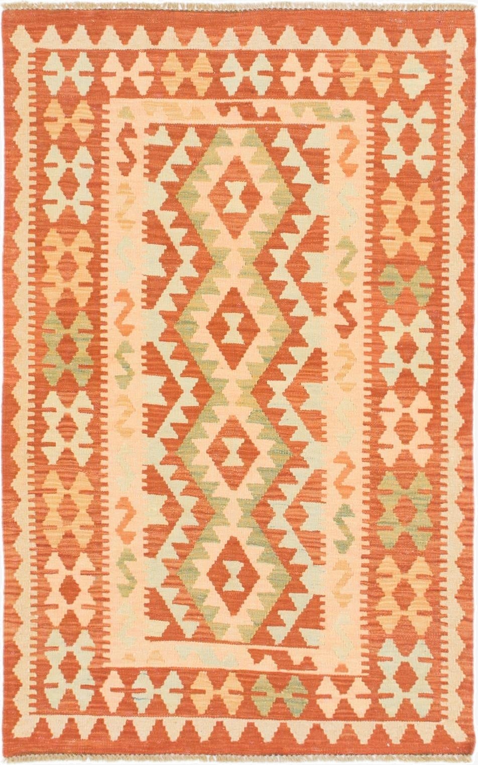 2' 10 x 4' 6  Hand Woven Kilim Waziri Wool Rug