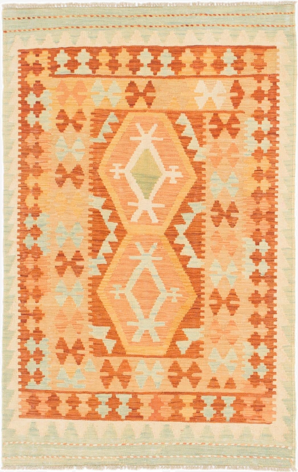3' x 4' 10  Hand Woven Kilim Waziri Wool Rug