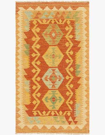 2' 6 x 4' 5 Hand Woven Kilim Waziri Wool Rug