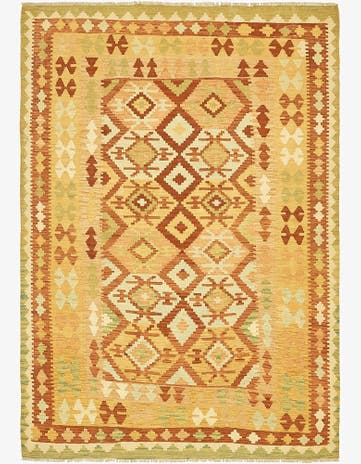 4' 7 x 6' 7 Hand Woven Kilim Waziri Wool Rug