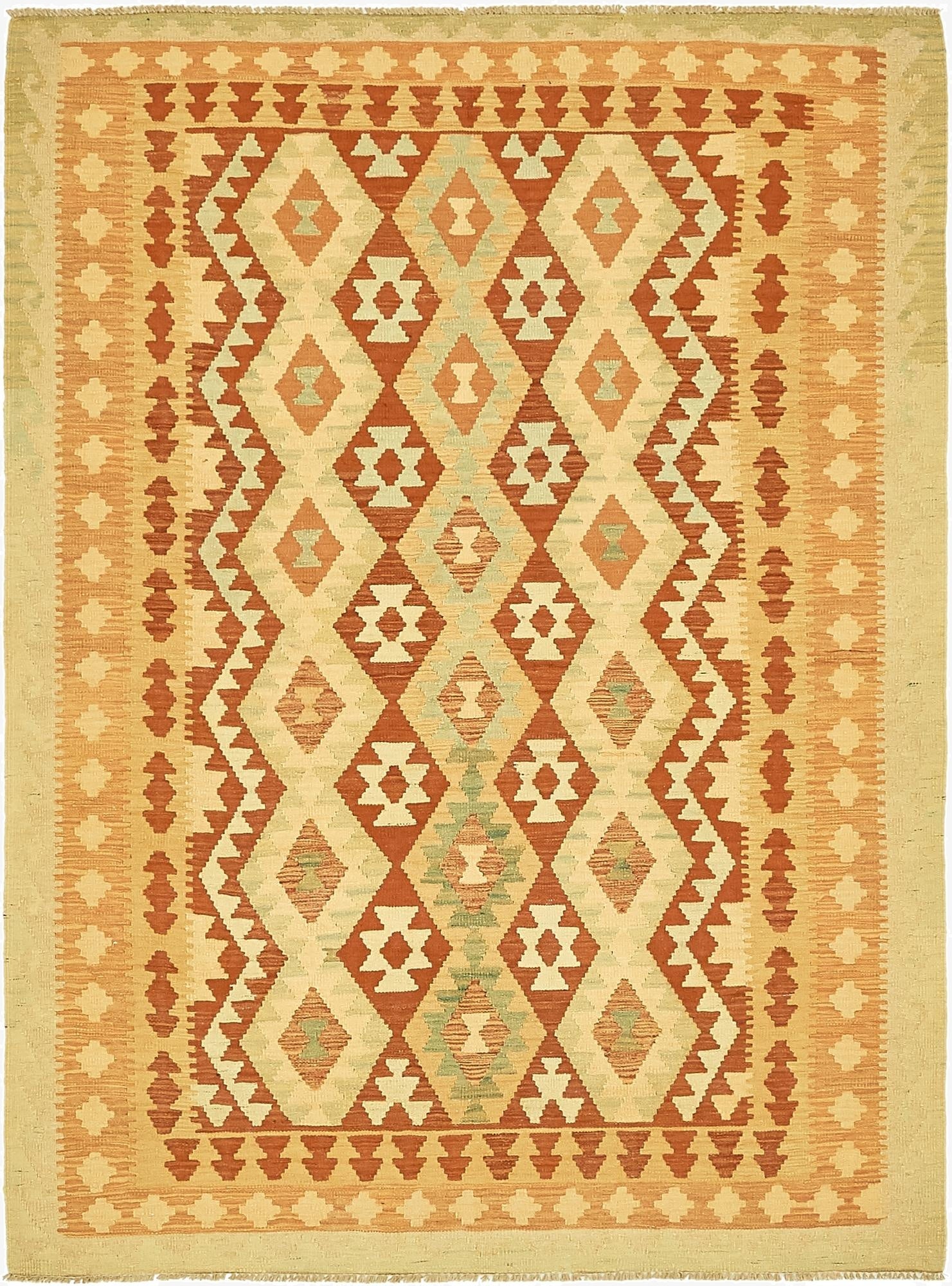 4' 9 x 6' 6  Hand Woven Kilim Waziri Wool Rug