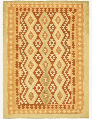 4' 9 x 6' 6 Hand Woven Kilim Waziri Wool Rug