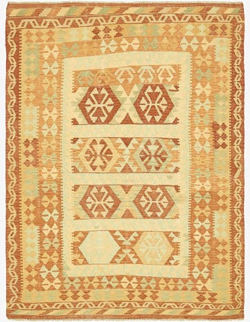 4' 10 x 6' 8 Hand Woven Kilim Waziri Wool Rug