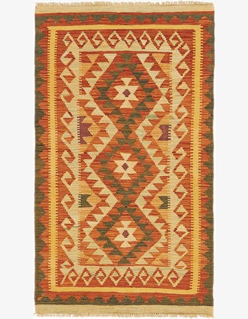 2' 9 x 4' 10 Hand Woven Kilim Waziri Wool Rug
