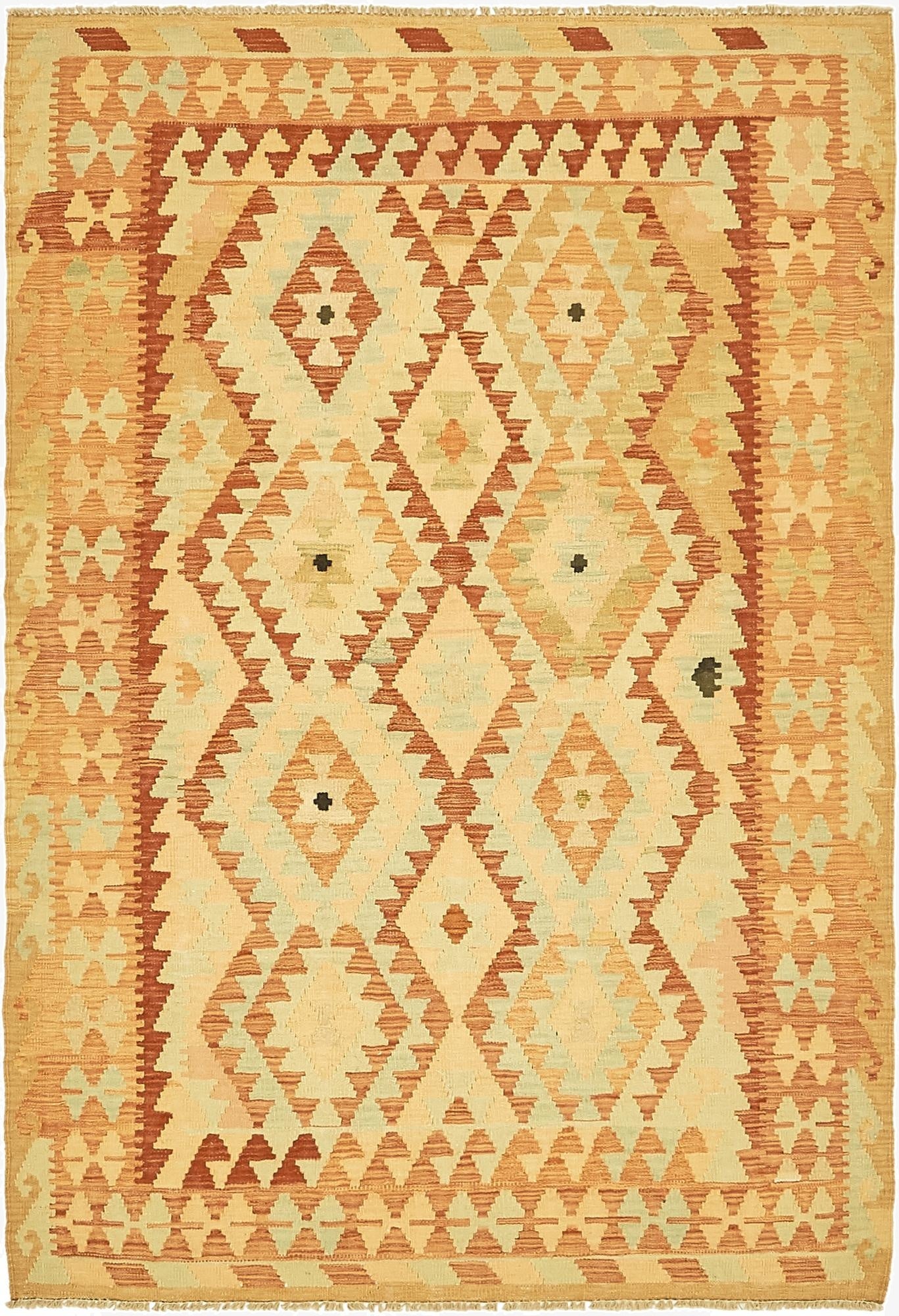4' 3 x 6' 3  Hand Woven Kilim Waziri Wool Rug