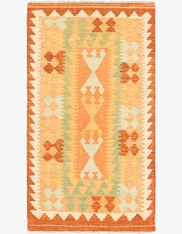 2' 5 x 4' 6 Hand Woven Kilim Waziri Wool Rug