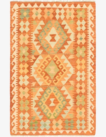 2' 9 x 4' 3 Hand Woven Kilim Waziri Wool Rug