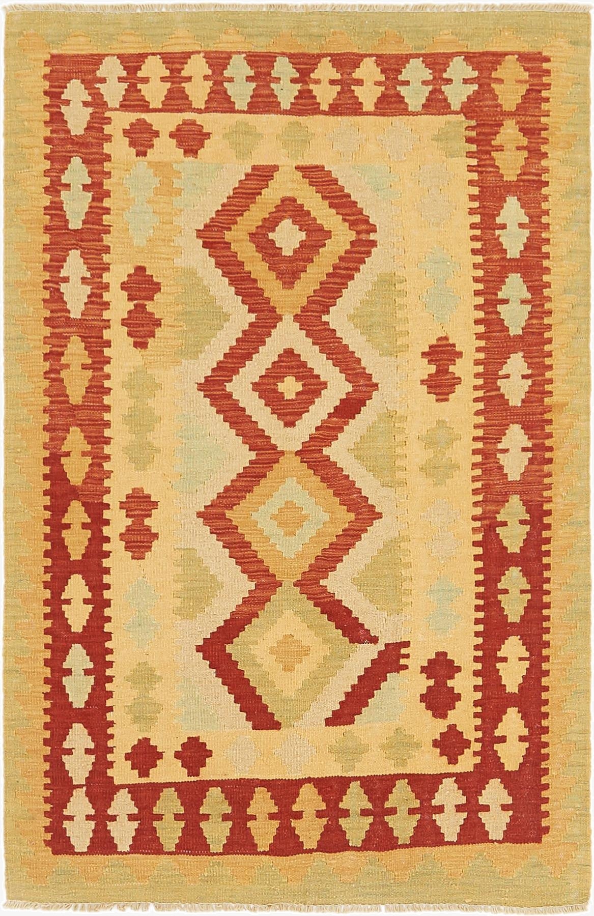 3' 4 x 5'  Hand Woven Kilim Waziri Wool Rug