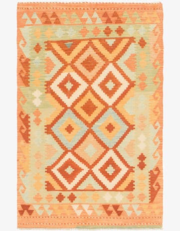 3' x 4' 10 Hand Woven Kilim Waziri Wool Rug