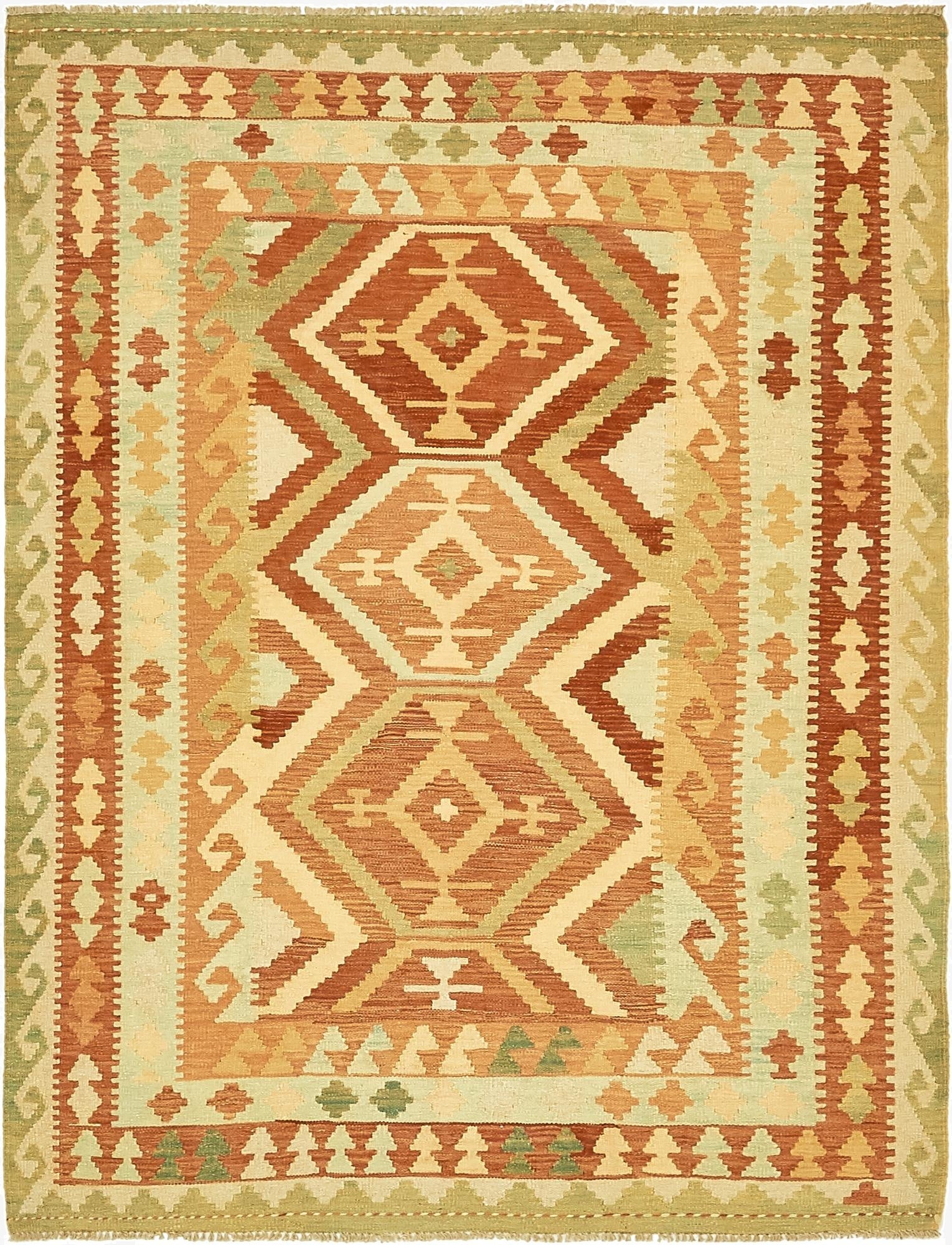 4' 9 x 6' 4  Hand Woven Kilim Waziri Wool Rug
