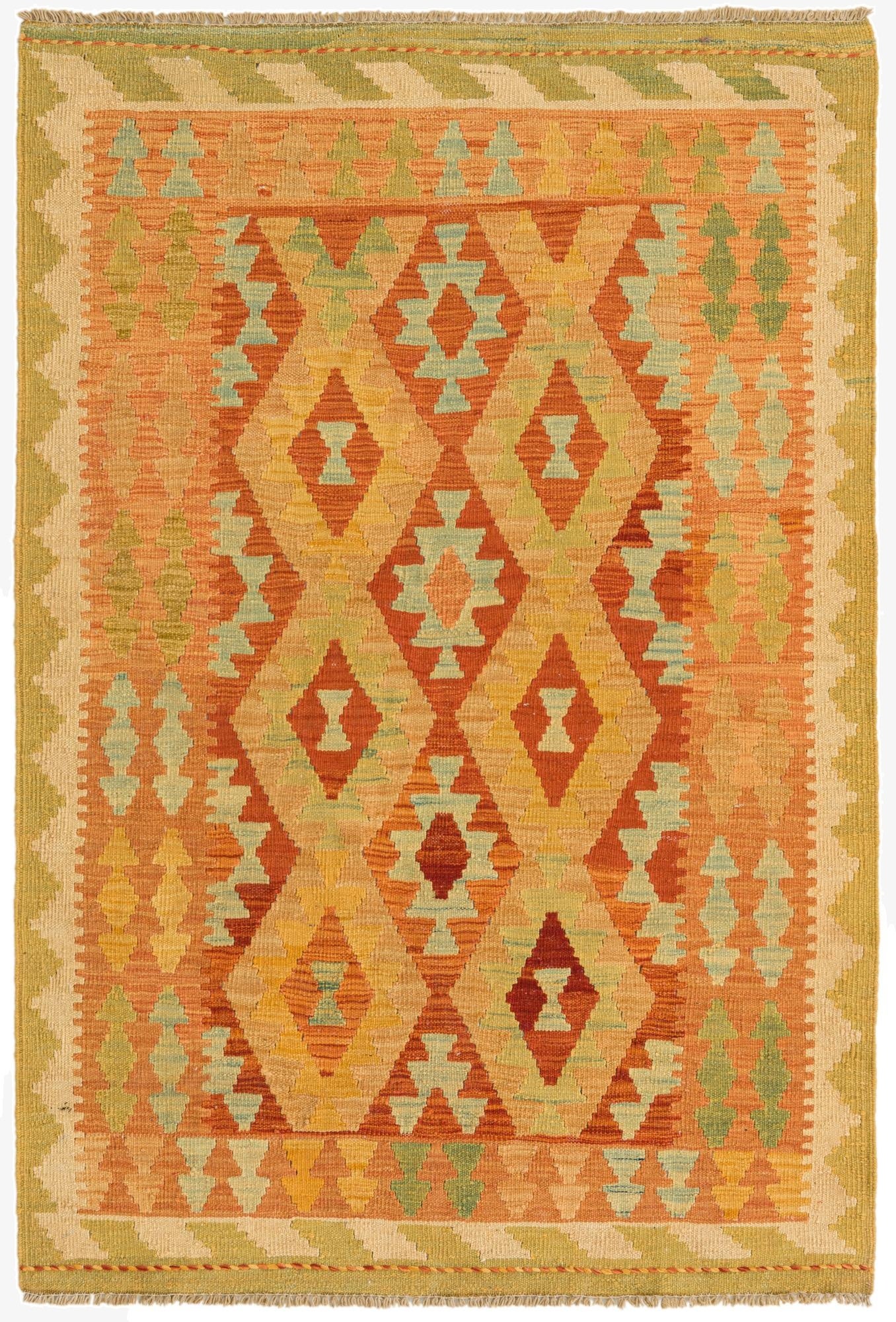 3' 3 x 4' 10  Hand Woven Kilim Waziri Wool Rug